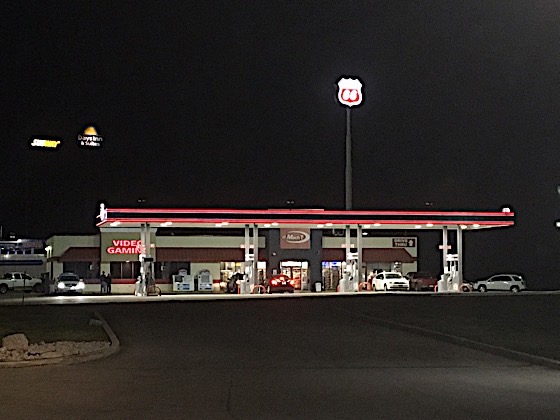 Lighted Gas Station